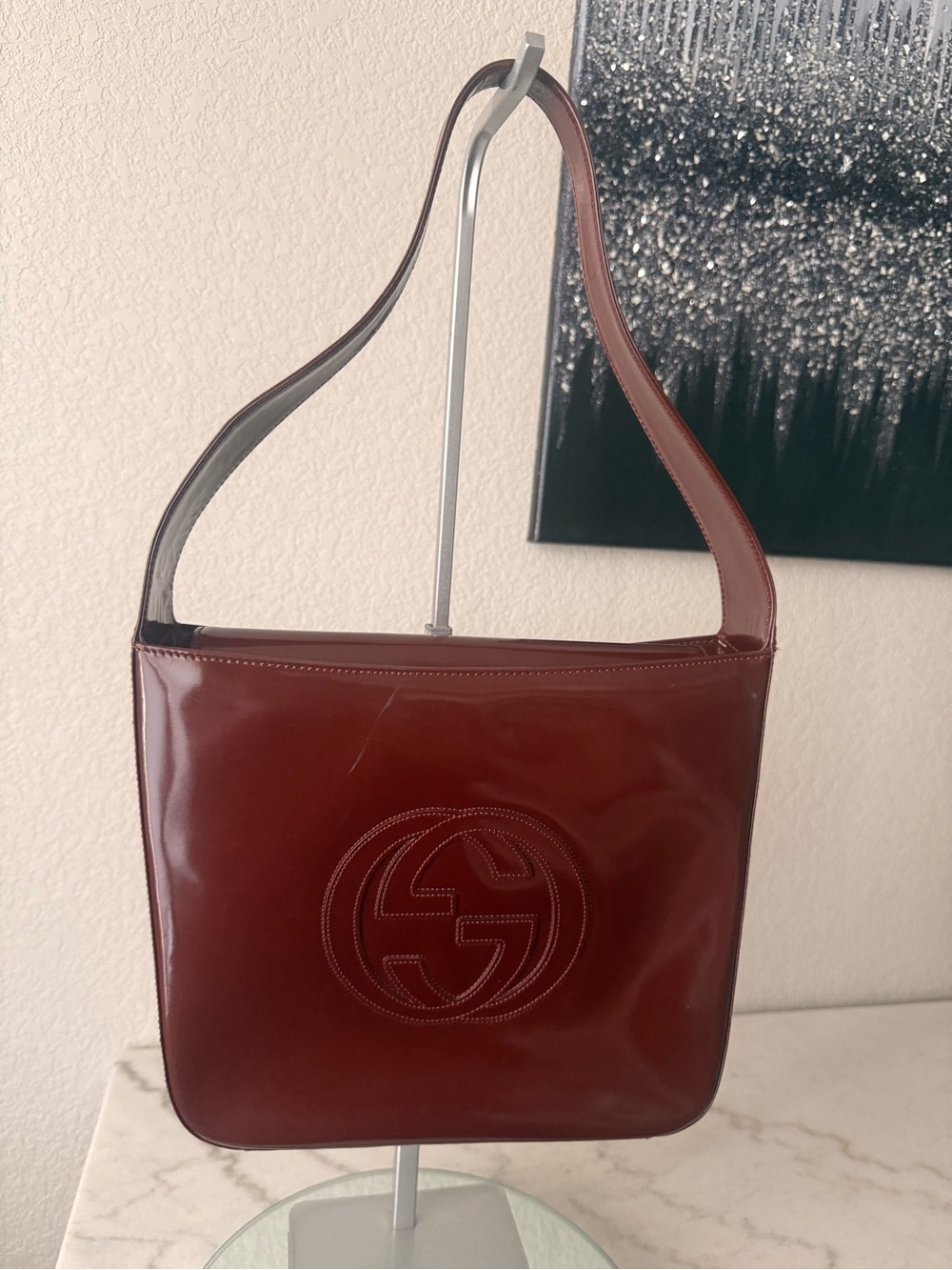 Gucci Interlocking GG Patent Leather Shoulder Bag w/COA-Vintage GUC!! - Picture 11 of 11
